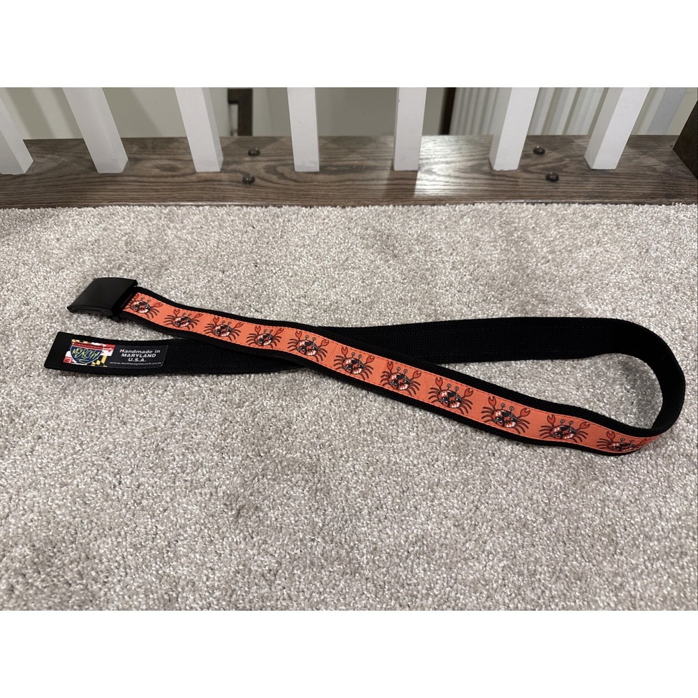 Fabric Orange Maryland Crab Mens Large Canvas Buckle Made USA Baltimore Orioles